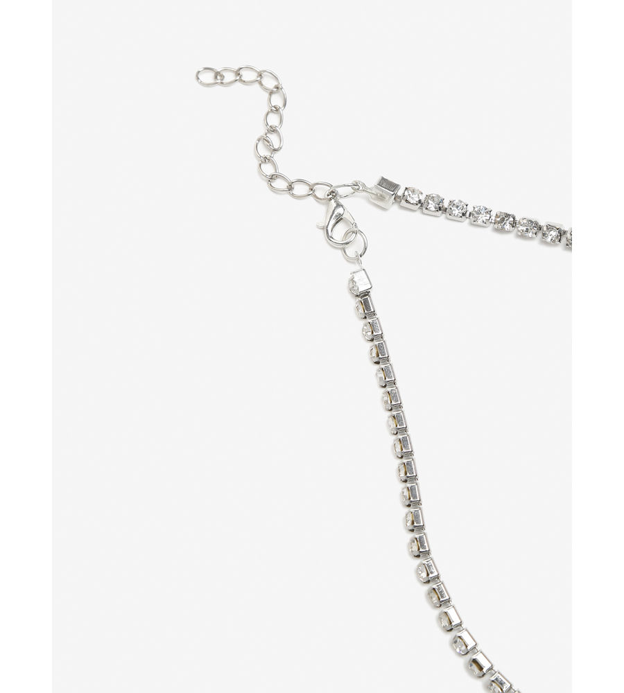 YouBella Silver-Toned & White Silver-Plated Necklace